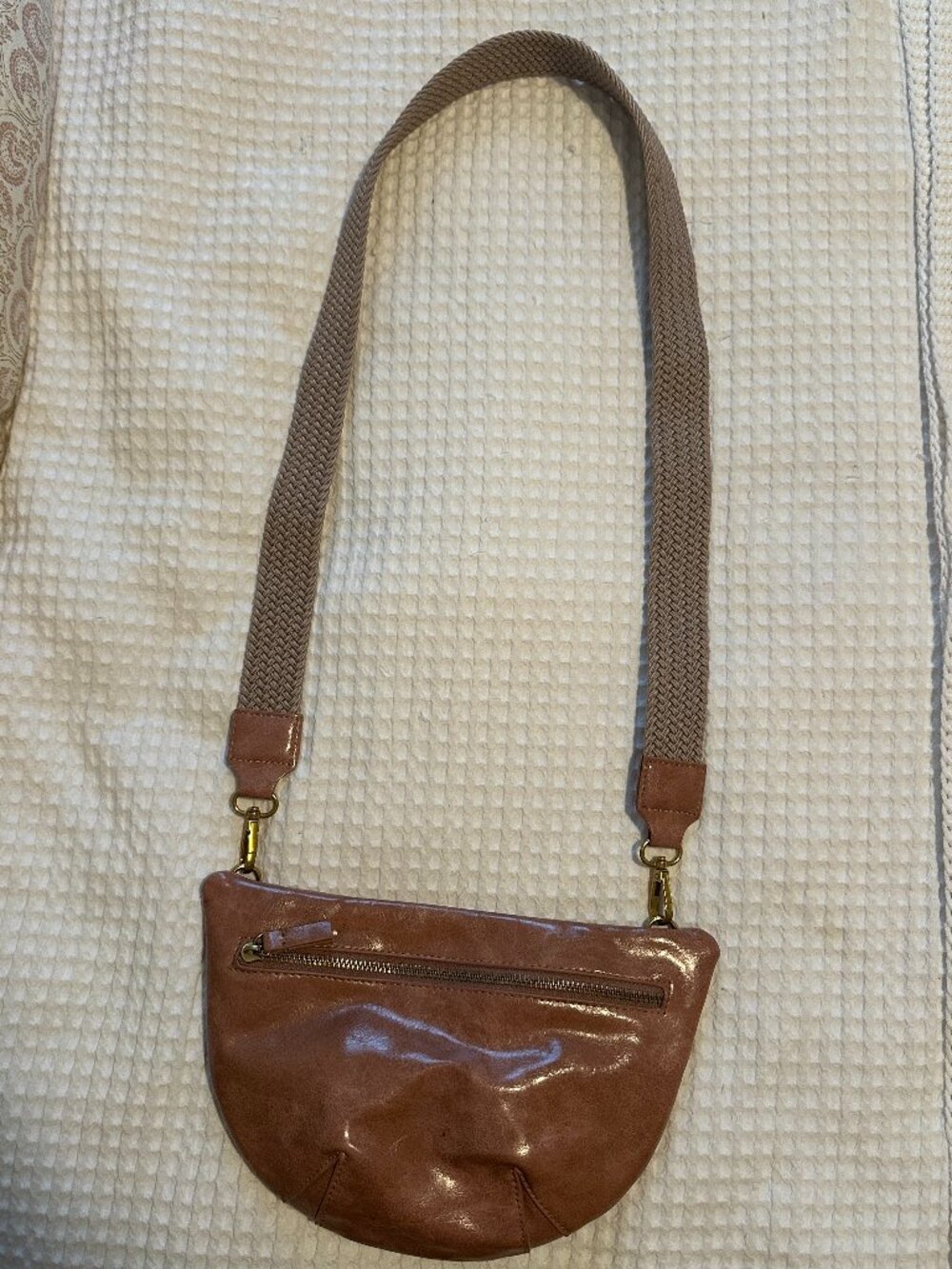 By Anthropologie Half Moon Blush Vegan Leather Crossbody Bag